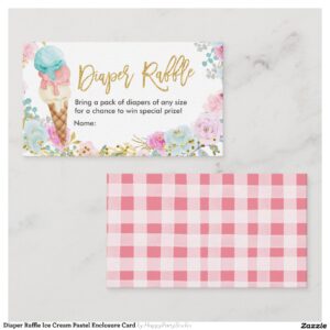 Diaper Raffle Ice Cream Pastel Enclosure Card