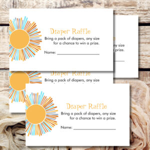 Diaper Raffle Retro Boho Sun Baby Shower Game Enclosure Card