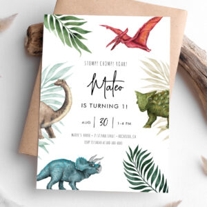 Dinosaur Any Year Birthday Invitation