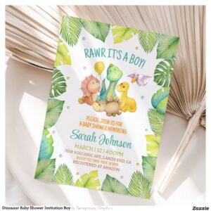 Dinosaur Baby Shower Invitation Boy