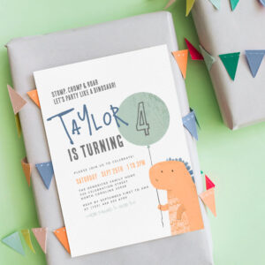 Dinosaur Birthday Party Budget Postcard Invitation