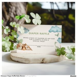 Dinosaur Diaper Raffle Baby Shower Enclosure Card