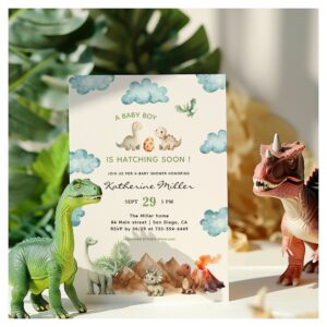Dinosaur Hatching Soon Baby Shower Invitation