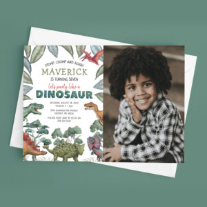 Dinosaur Photo Birthday Party Invitation