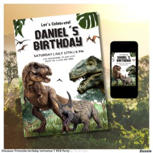 Dinosaur Printable birthday invitation T REX Party