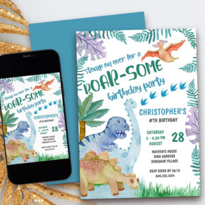 Dinosaur Roar-Some Birthday Party Boys Any Age Invitation