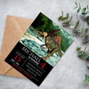 Dinosaur Spinosaurus Landscape Birthday party Invitation