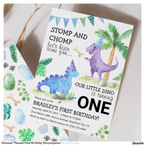 Dinosaur Themed First Birthday Extravaganza! Invitation