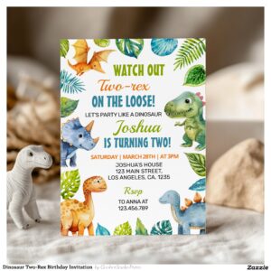 Dinosaur Two-Rex Birthday Invitation