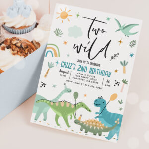 Dinosaur Two Wild 2nd Birthday Party Invitation