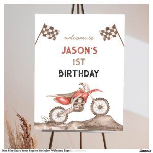Dirt Bike Start Your Engine Birthday Welcome Sign