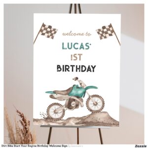 Dirt Bike Start Your Engine Birthday Welcome Sign
