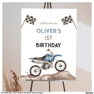 Dirt Bike Start Your Engine Birthday Welcome Sign
