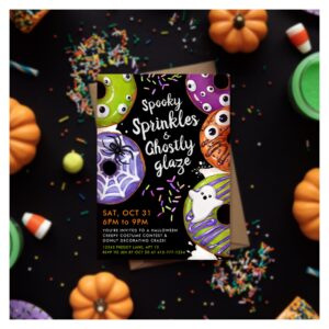 Donut Decorating Halloween Party Customizable Invitation