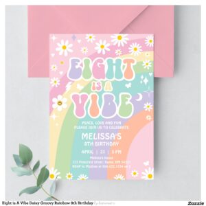 eight_is_a_vibe_daisy_groovy_rainbow_8th_birthday_invitation-r_ze8huc_2154 Eight is A Vibe Daisy Groovy Rainbow 8th Birthday Invitation