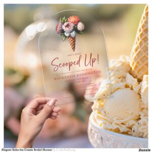 Elegant Boho Ice Cream Bridal Shower Acrylic Invitations