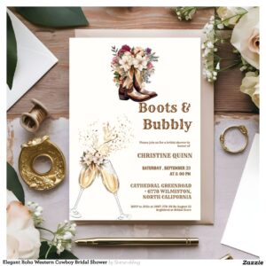 Elegant Boho Western Cowboy Bridal Shower Invitation