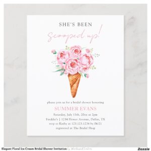 Elegant Floral Ice Cream Bridal Shower Invitation Flyer