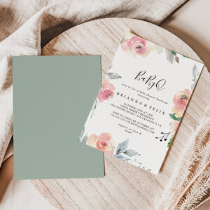 Elegant Pink Blush BabyQ Baby Shower Barbecue Invitation