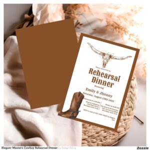 Elegant Western Cowboy Rehearsal Dinner Invitation