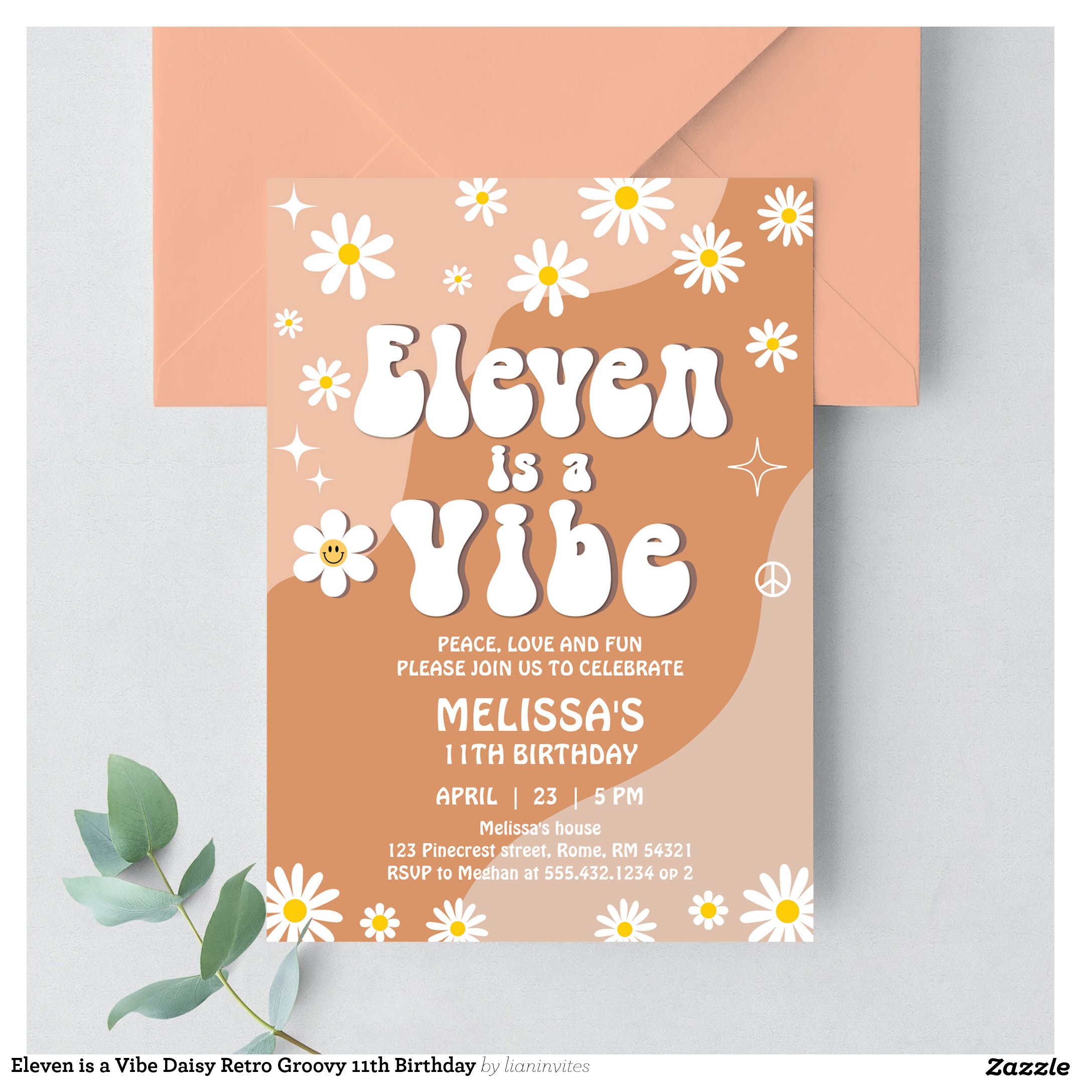 Eleven is a Vibe Daisy Retro Groovy 11th Birthday Invitation