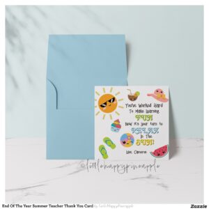 End Of The Year Summer Teacher Thank You Card