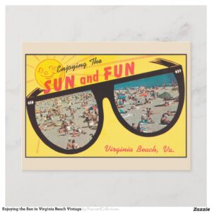 Enjoying the Sun in Virginia Beach Vintage Postcard