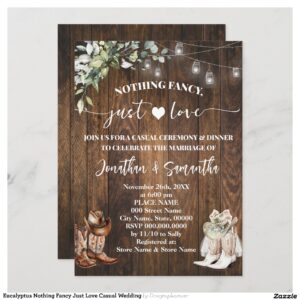 Eucalyptus Nothing Fancy Just Love Casual Wedding Invitation