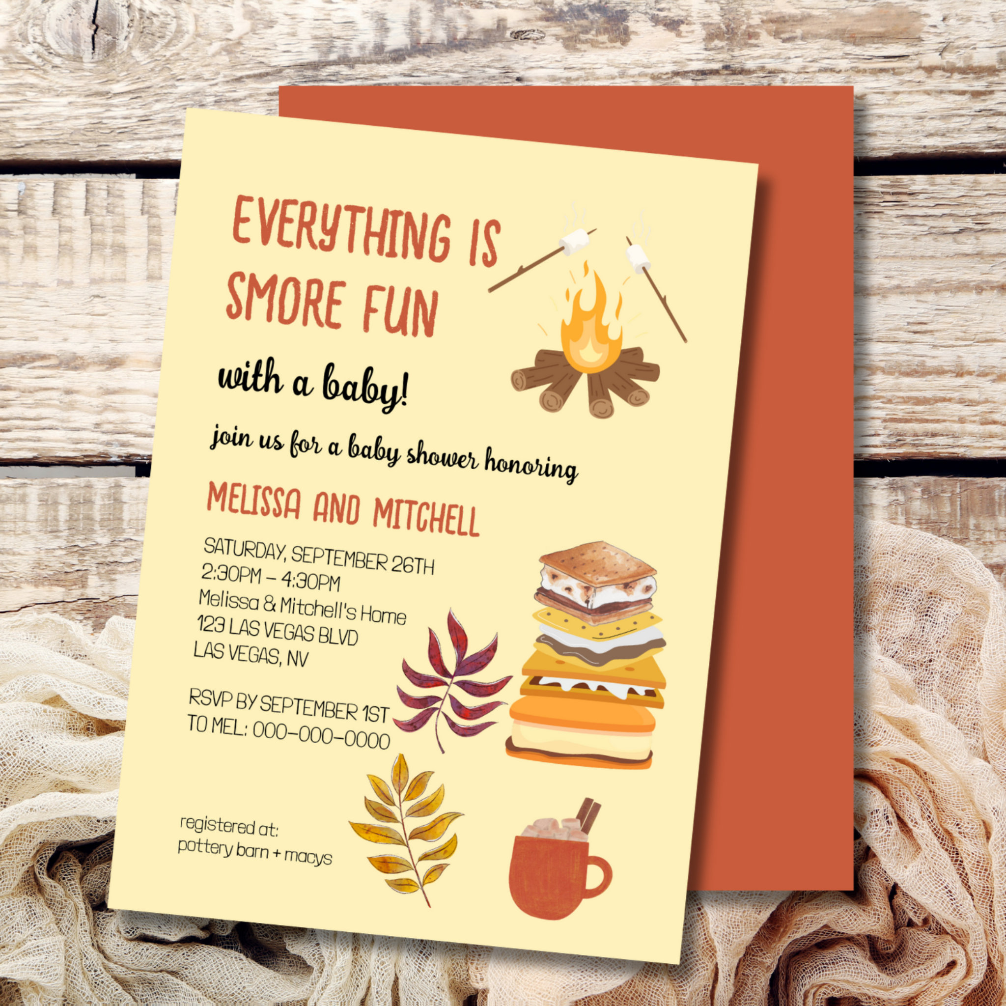 Everything is smore fun campfire Baby Shower Invitation
