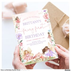 Fairy 1st Birthday Garden Party Invitation
