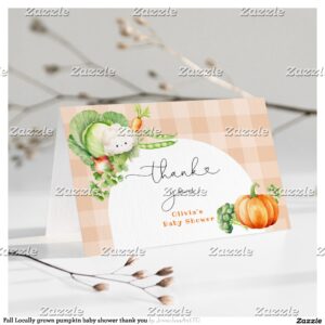 Fall Locally grown pumpkin baby shower thank you