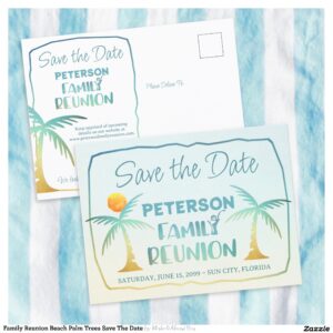 Family Reunion Beach Palm Trees Save The Date Announcement Postcard