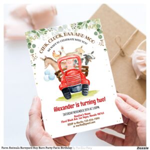 Farm Animals Barnyard Boy Barn Party Farm Birthday Invitation