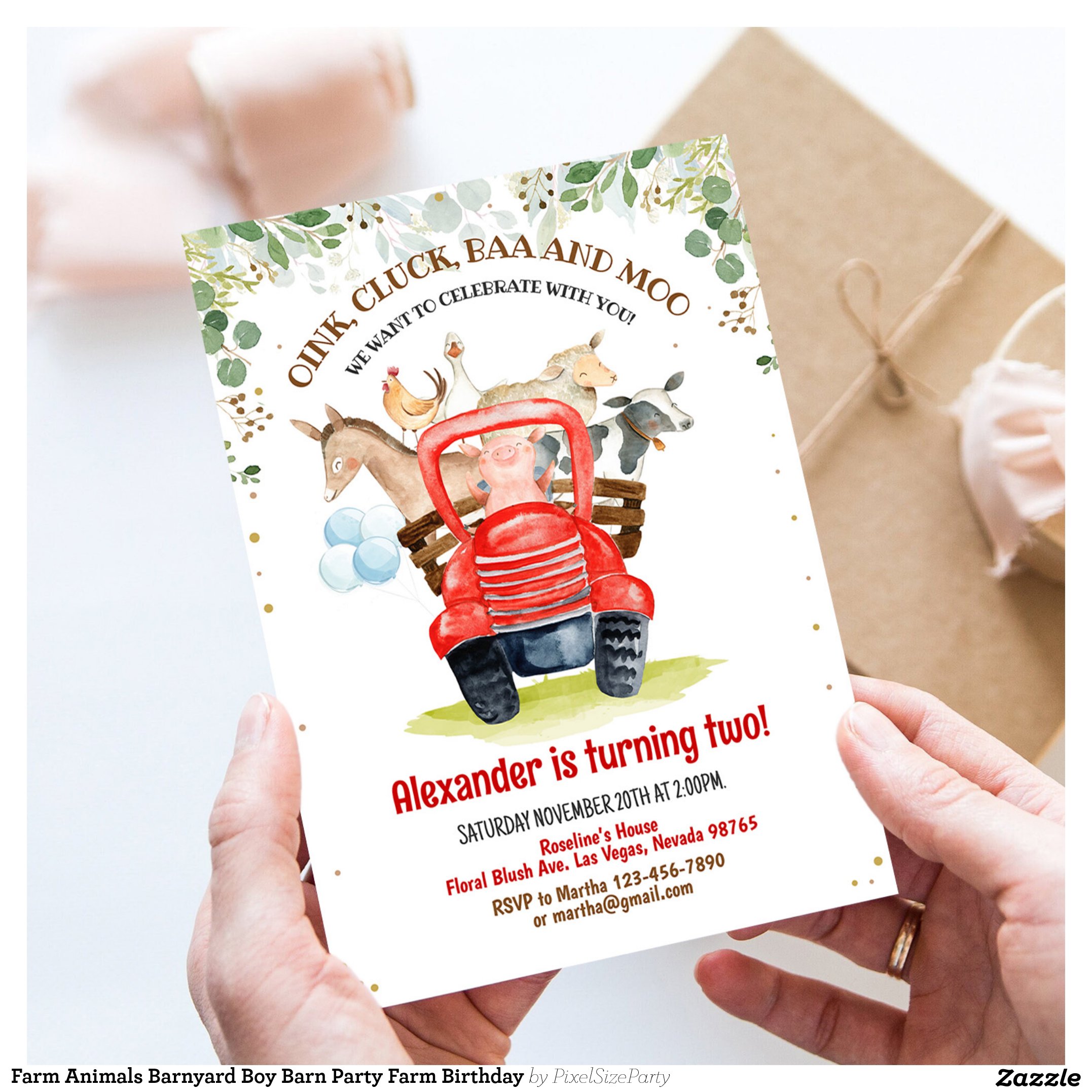 Farm Animals Barnyard Boy Barn Party Farm Birthday Invitation