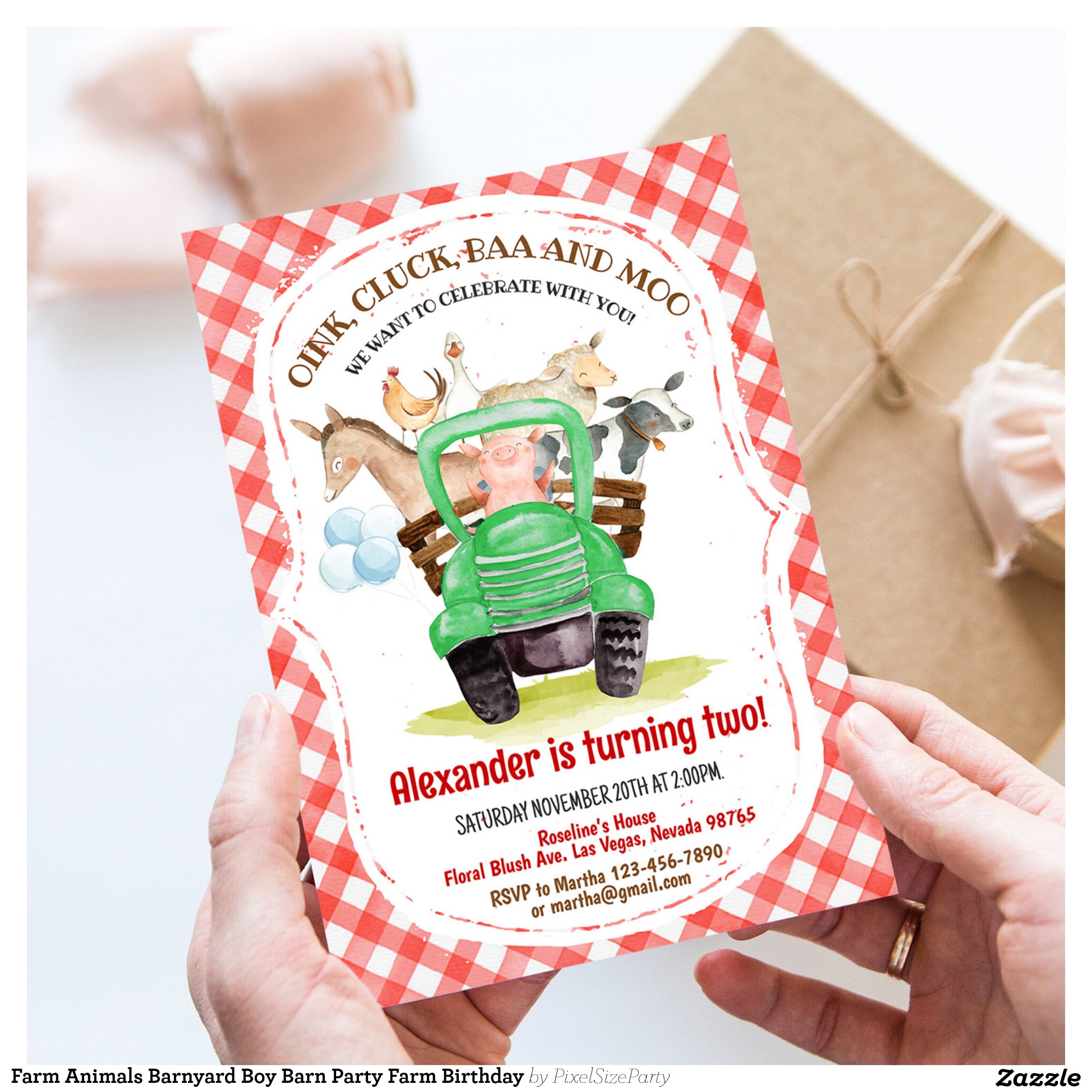 Farm Animals Barnyard Boy Barn Party Farm Birthday Invitation