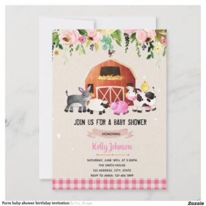 Farm baby shower birthday invitation