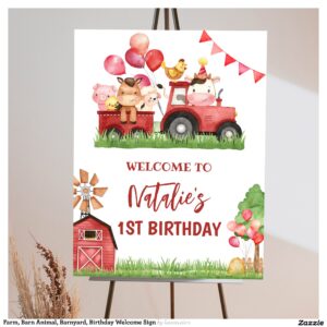 Farm, Barn Animal, Barnyard, Birthday Welcome Sign