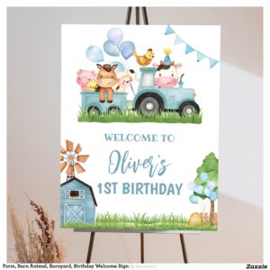 Farm, Barn Animal, Barnyard, Birthday Welcome Sign
