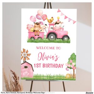 Farm, Barn Animal, Barnyard, Birthday Welcome Sign