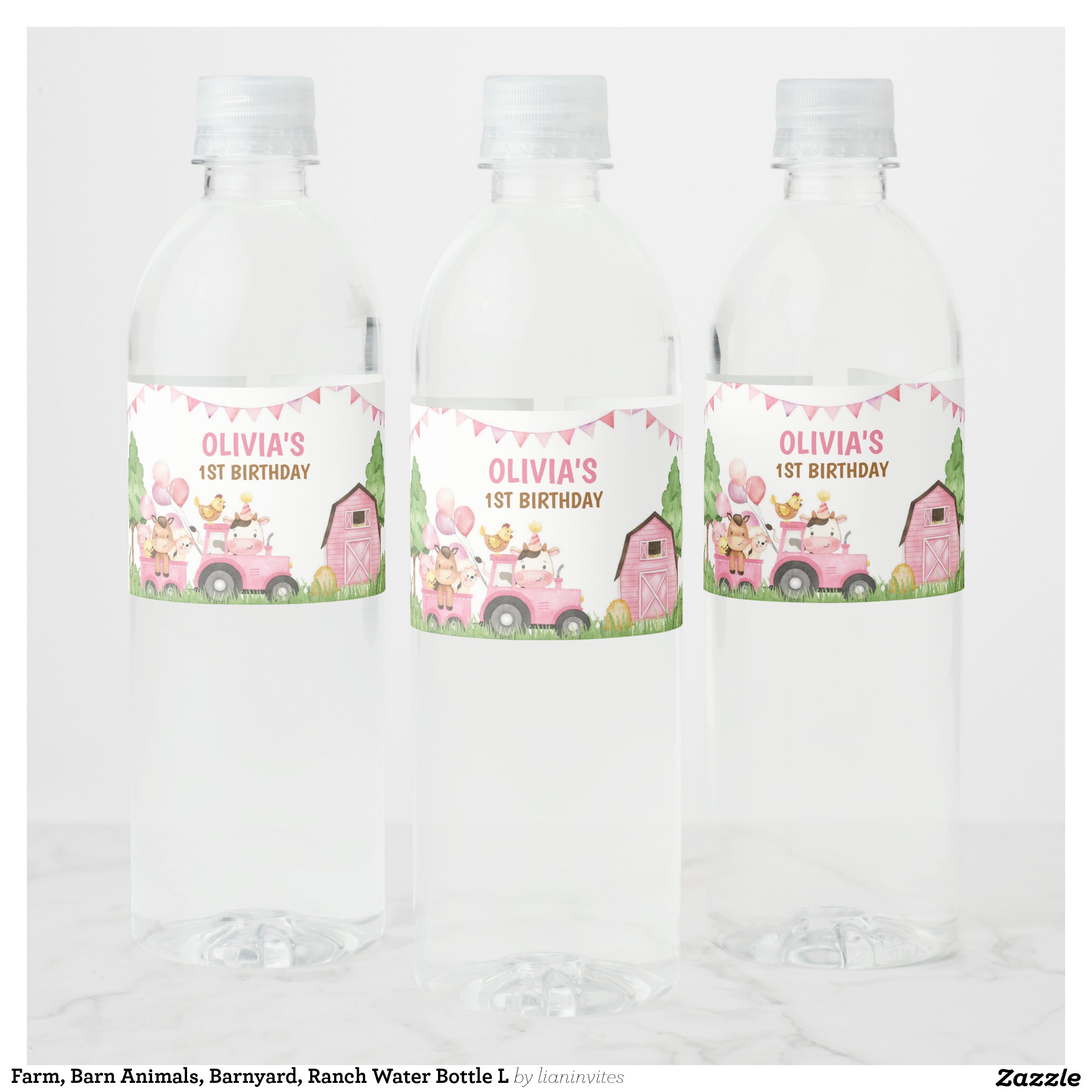 Farm, Barn Animals, Barnyard, Ranch Water Bottle L Water Bottle Label