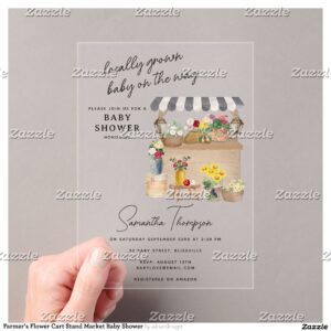 Farmer's Flower Cart Stand Market Baby Shower Acrylic Invitations