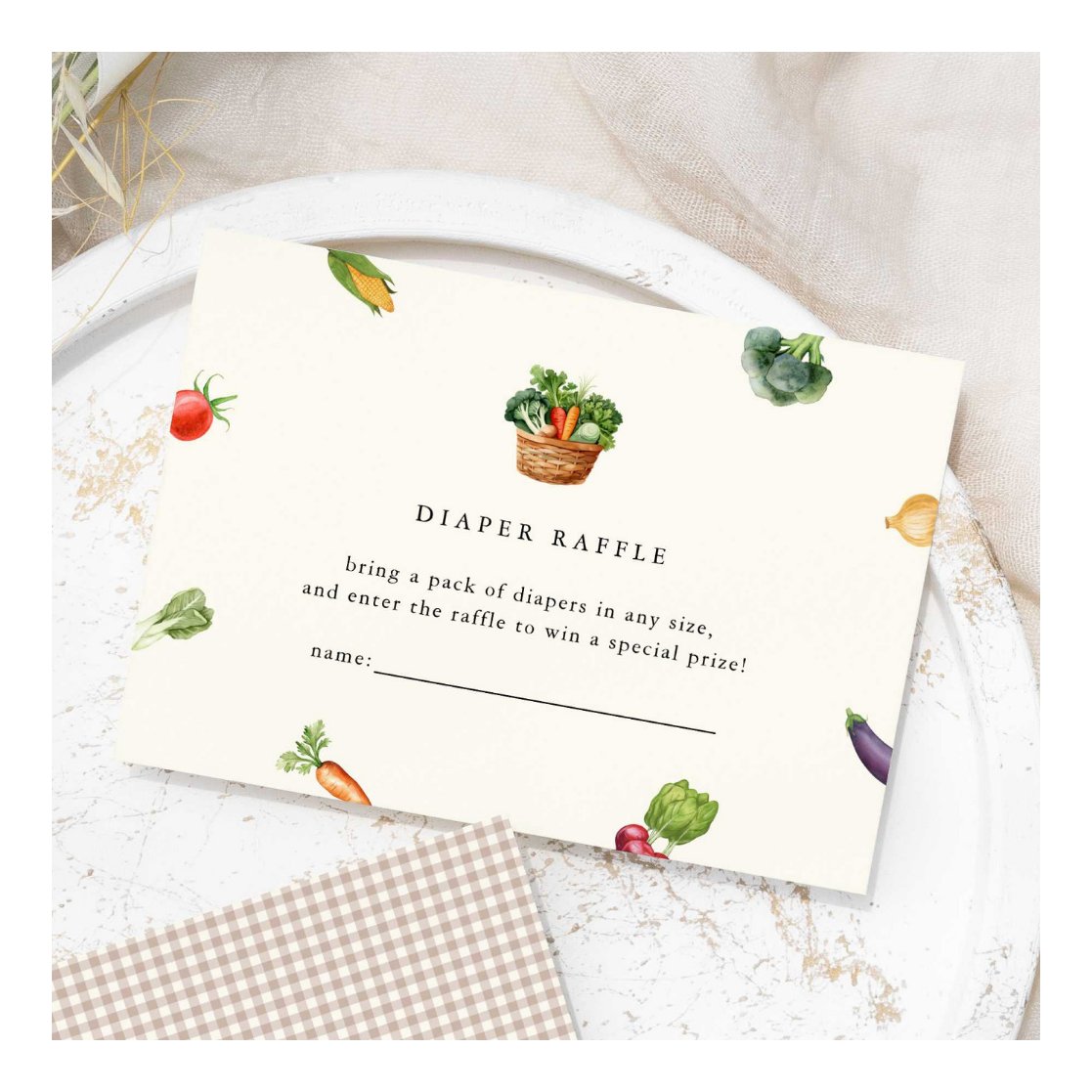 Farmers Locally Grown Baby Shower Diaper Raffle Enclosure Card
