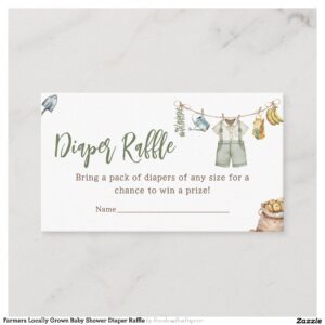 Farmers Locally Grown Baby Shower Diaper Raffle Enclosure Card