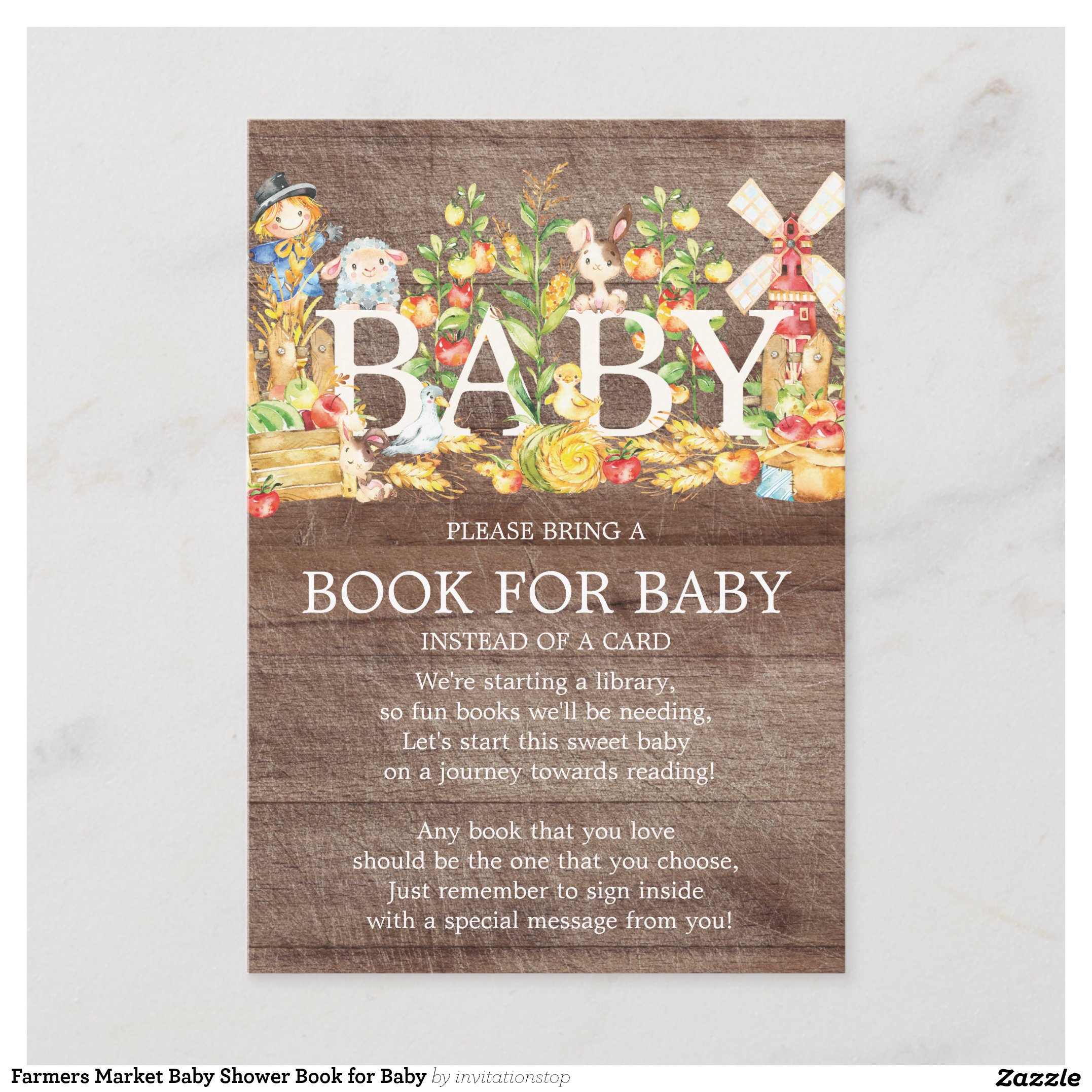 Farmers Market Baby Shower Book for Baby Invitation