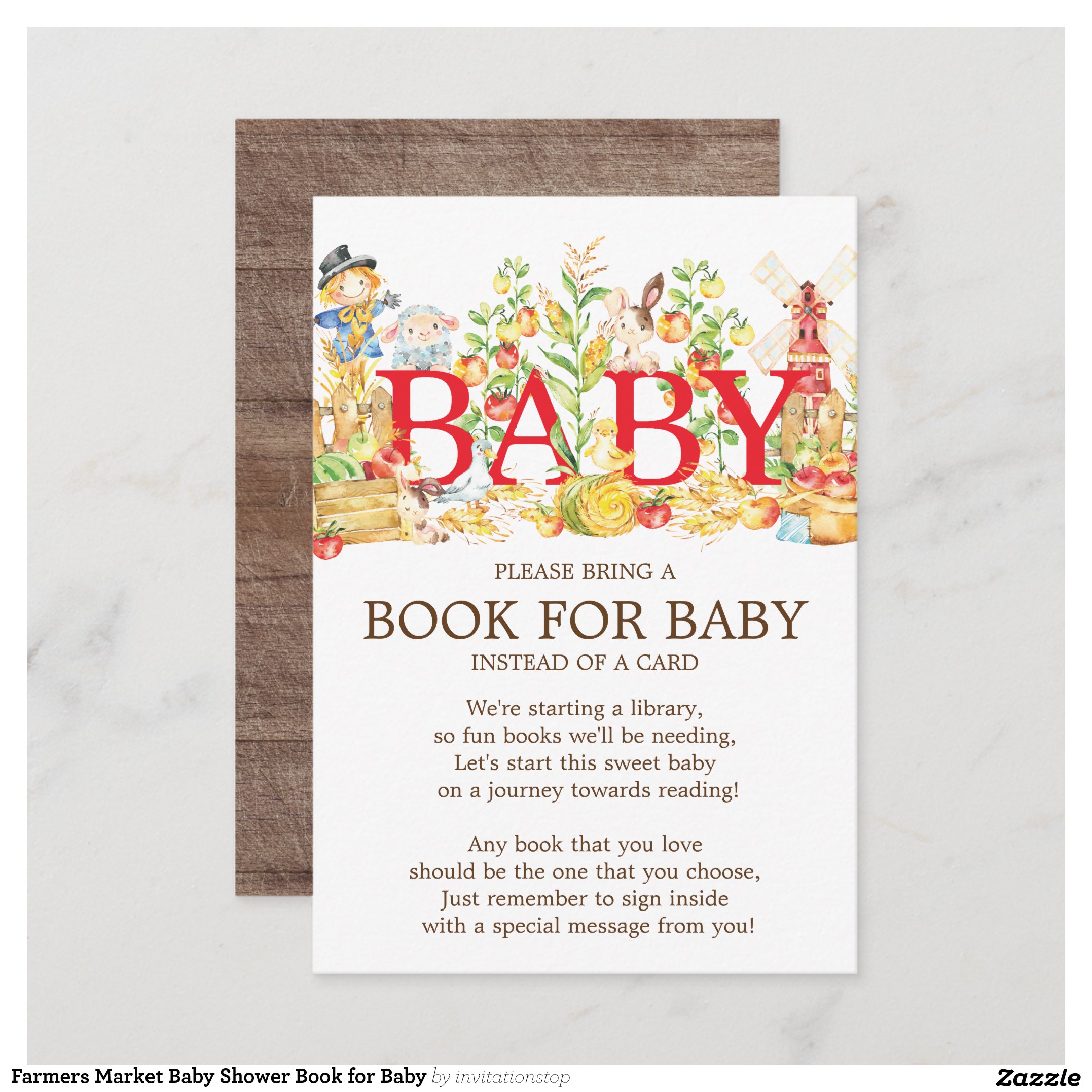 Farmers Market Baby Shower Book for Baby Invitation