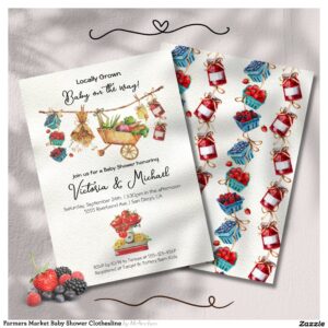 Farmers Market Baby Shower Clothesline Invitation
