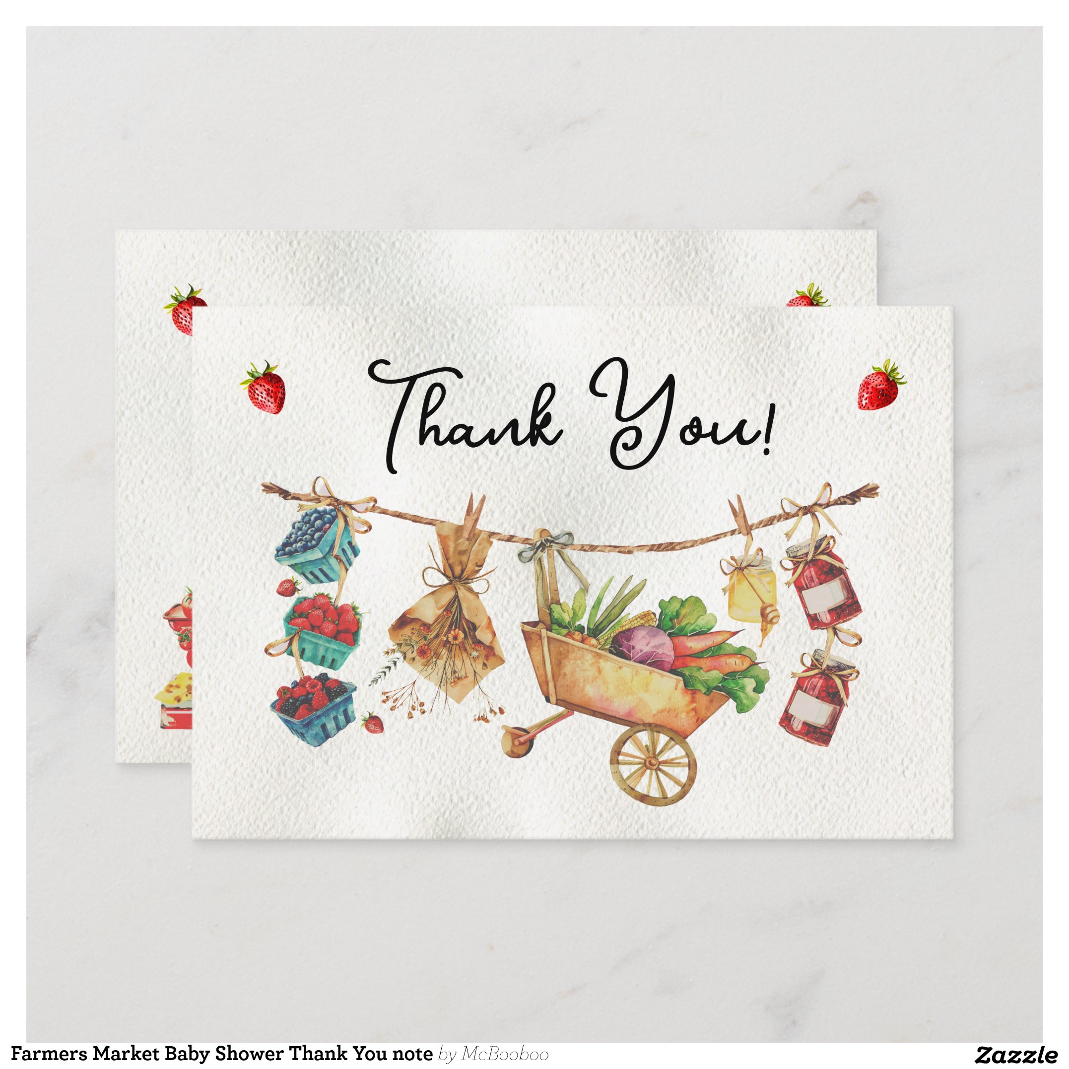 Farmers Market Baby Shower Thank You note Invitation