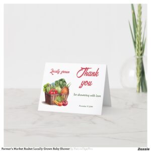 Farmer's Market Basket Locally Grown Baby Shower Thank You Card