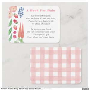 Farmers Market Bring A Book Baby Shower For Girl Enclosure Card