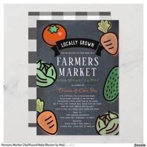 Farmers Market Chalkboard Baby Shower by Mail Invitation